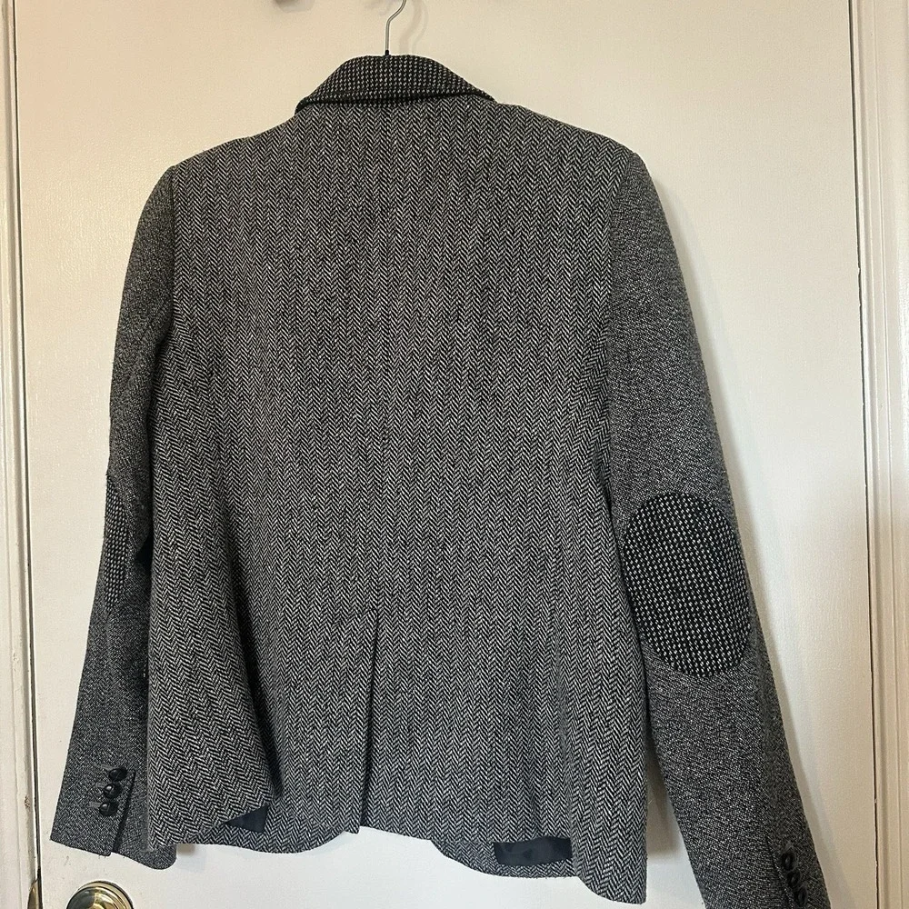 Talbots Blazer Jacket Women's‎ Size 8 Wool Blend Button Elbow Patch Equestrian
